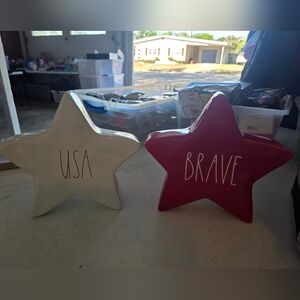 Rae Dunn Red and White Star Duo